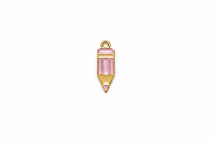 NAGNESHI Pink Pencil Enamel Charms Metal Pendant for Jewelry Making