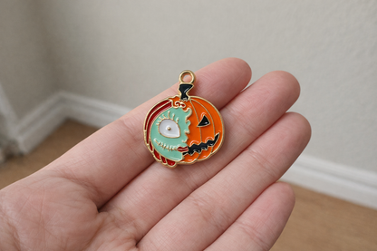 NAGNESHI Sally Halloween Pumpkin Enamel Charms Metal Pendant for Jewelry Making