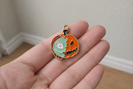 NAGNESHI Sally Halloween Pumpkin Enamel Charms Metal Pendant for Jewelry Making