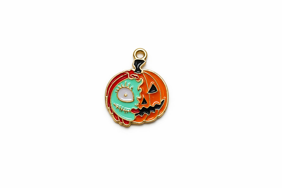 NAGNESHI Sally Halloween Pumpkin Enamel Charms Metal Pendant for Jewelry Making