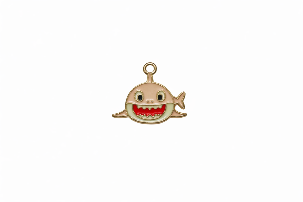 NAGNESHI Pink Shark Enamel Charms Metal Pendant for Jewelry Making