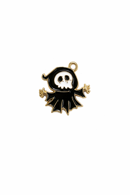 NAGNESHI Black Ghost Enamel Charms Pendants - Metal Spooky Charms for Jewelry Making, DIY Earrings, Bracelets, Necklaces, and Crafts