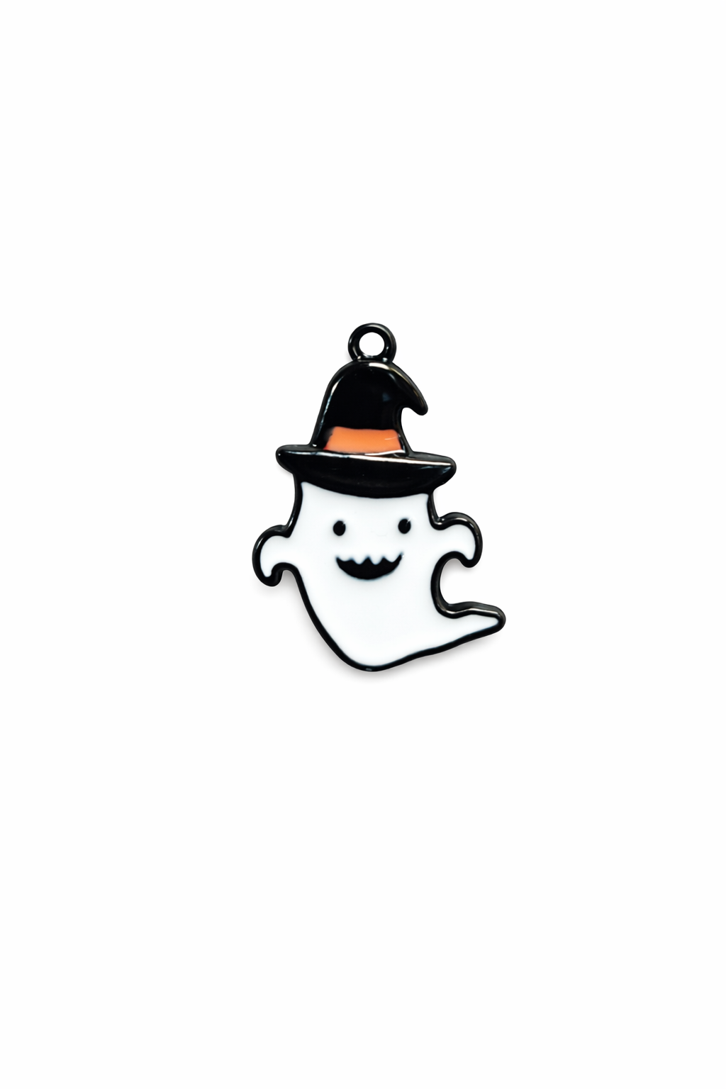 NAGNESHI Cute Smiling Ghost Enamel Charm – Happy Little Spooky Spirit Pendant for Jewelry Making – DIY Minimalist Halloween Supplies for Necklaces, Bracelets & Keychains