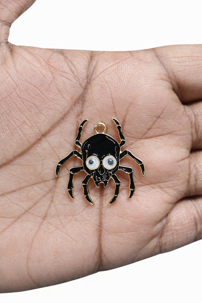 NAGNESHI Halloween Enamel Charm Set - Spooky Black Ghost and Skull Spider Pendants for Jewelry Making - DIY Gothic Charms for Necklaces, Bracelets, and Keychains