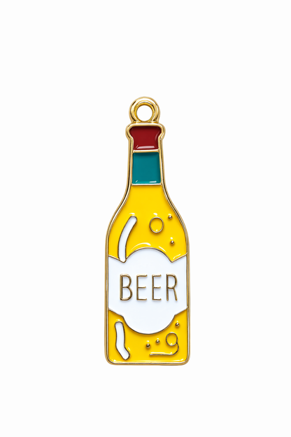 NAGNESHI Beer Bottle Enamel Charms - Gold Tone Alcohol Beverage for DIY Jewelry Making, Charm Bracelets, Necklaces