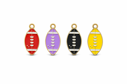 NAGNESHI Mixed Enamel Football Charms Pack – Gold Outlined Pendants in Red, Purple, Black & Yellow for DIY Jewelry Making, Charm Bracelets, Necklaces