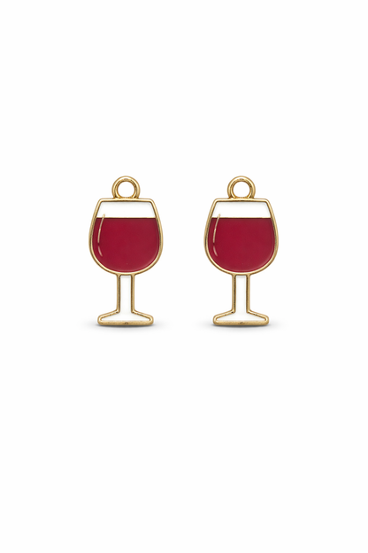NAGNESHI Red Wine Glass Enamel Charms - Gold Tone Wine Goblet for DIY Jewelry Making, Charm Bracelets, Necklaces