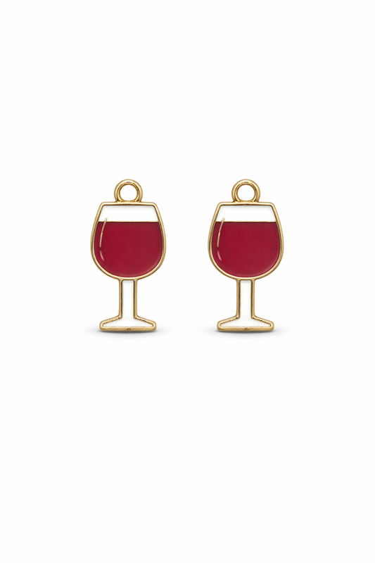 NAGNESHI Red Wine Glass Enamel Charms - Gold Tone Wine Goblet for DIY Jewelry Making, Charm Bracelets, Necklaces