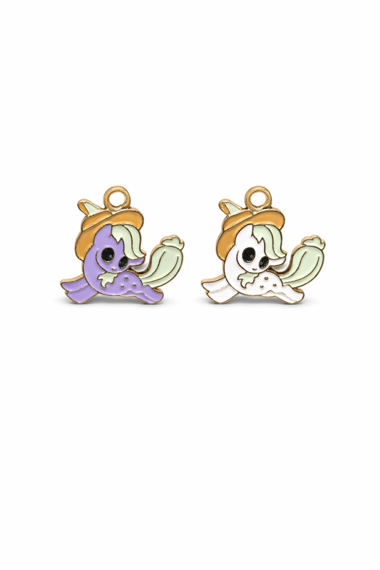NAGNESHI Mythical Pony Enamel Charms - Gold Tone Unicorn-Style for DIY Jewelry Making, Charm Bracelets, Necklaces