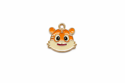 NAGNESHI Cute Tiger Face Enamel Charms Metal Pendant for Jewelry Making