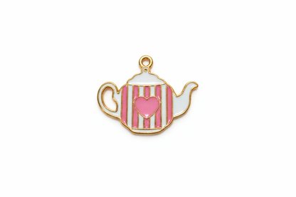 NAGNESHI Tea Party Pendant with Heart Enamel Charms Metal Pendant for Jewelry Making
