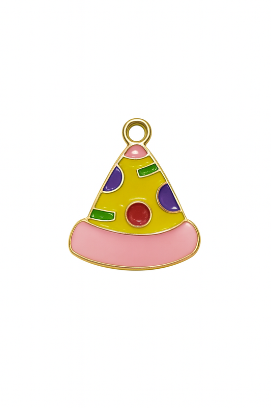 NAGNESHI Pizza Slice Enamel Charms – Pink Color Foodie Pendants with Gold Trim – Cute DIY Jewelry Charms for Friendship Bracelets, Necklaces, and Crafts