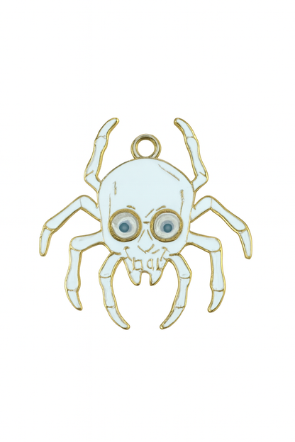 NAGNESHI Halloween Enamel Charm Set - Spooky White Ghost and Skull Spider Pendants for Jewelry Making - DIY Gothic Charms for Necklaces, Bracelets, and Keychains