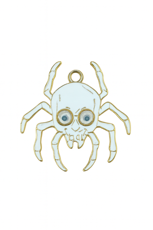 NAGNESHI Halloween Enamel Charm Set - Spooky White Ghost and Skull Spider Pendants for Jewelry Making - DIY Gothic Charms for Necklaces, Bracelets, and Keychains