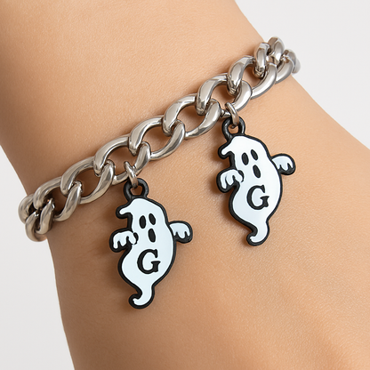 NAGNESHI Ghost Initial Letter "G" Charms – White Enamel Spooky Halloween Charms for Jewelry Making, DIY Earrings, Bracelets, Necklaces, and Crafts