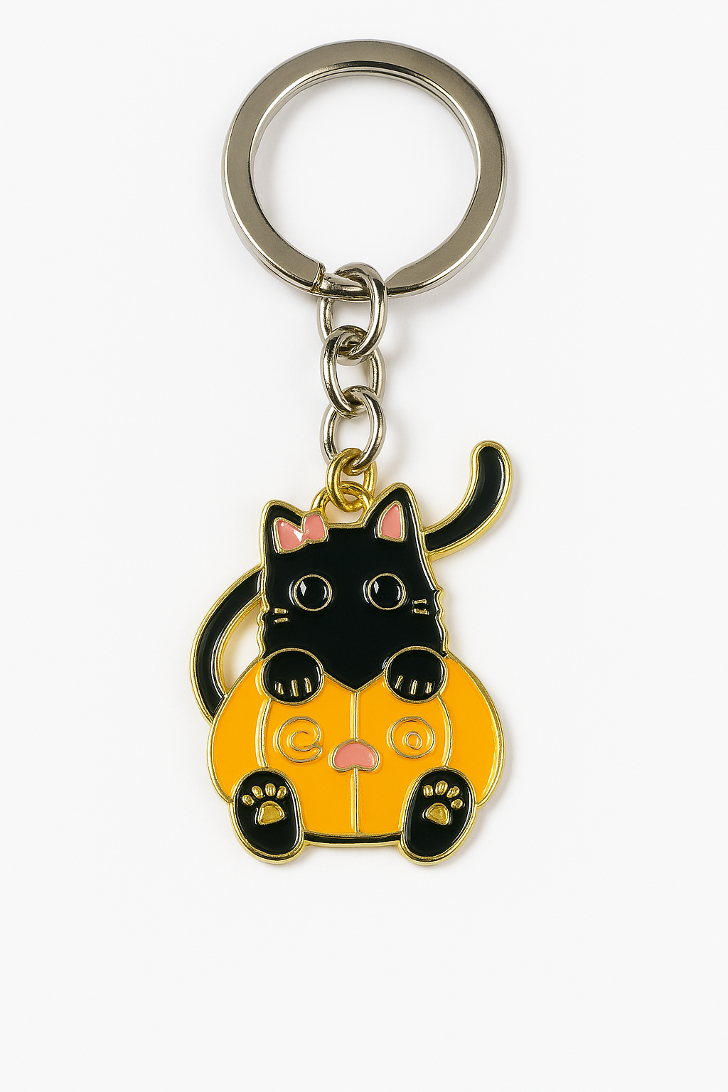 NAGNESHI Cute Black Cat in Pumpkin Enamel Charm – Halloween Spooky Kitty Pendant for Jewelry Making, DIY Necklaces, Bracelets, and Keychains – Festive Fall Craft Supplies for Kids & Adults