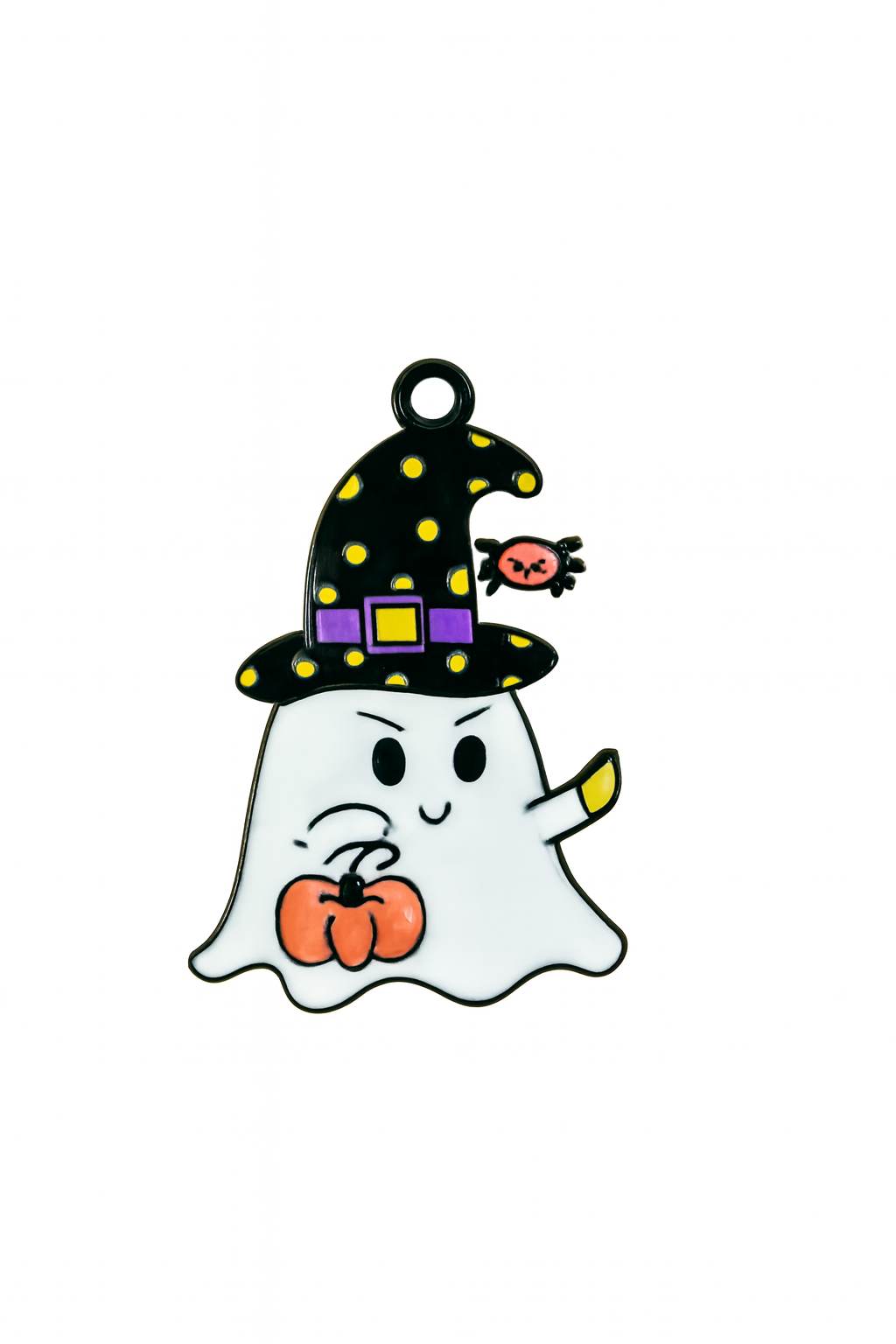 NAGNESHI Cute Ghost Witch Enamel Charm – Spooky Halloween Spirit with Witch Hat & Pumpkin Pendant – DIY Jewelry Making Supplies for Necklaces, Bracelets & Keychains