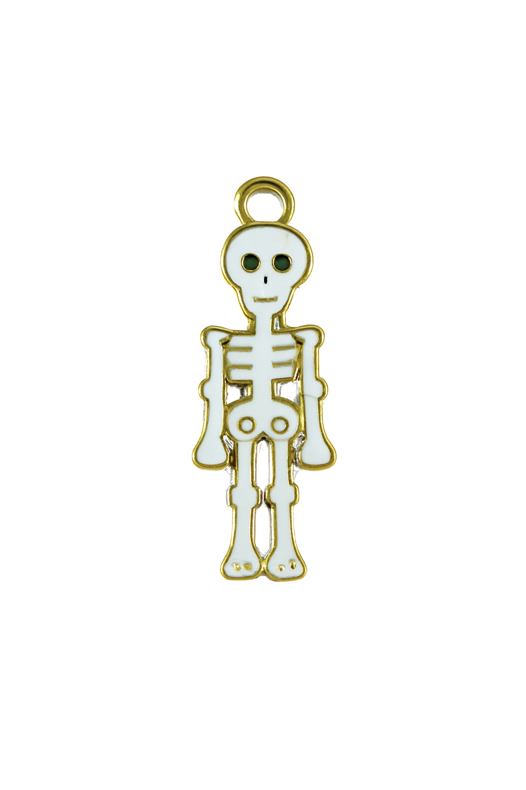 NAGNESHI Dainty Full Body Skeleton Enamel Charm – White & Gold Spooky Human Bone Pendant for Halloween Jewelry Making, DIY Necklaces & Gothic Earrings – Unique Horror Theme Craft Supplies