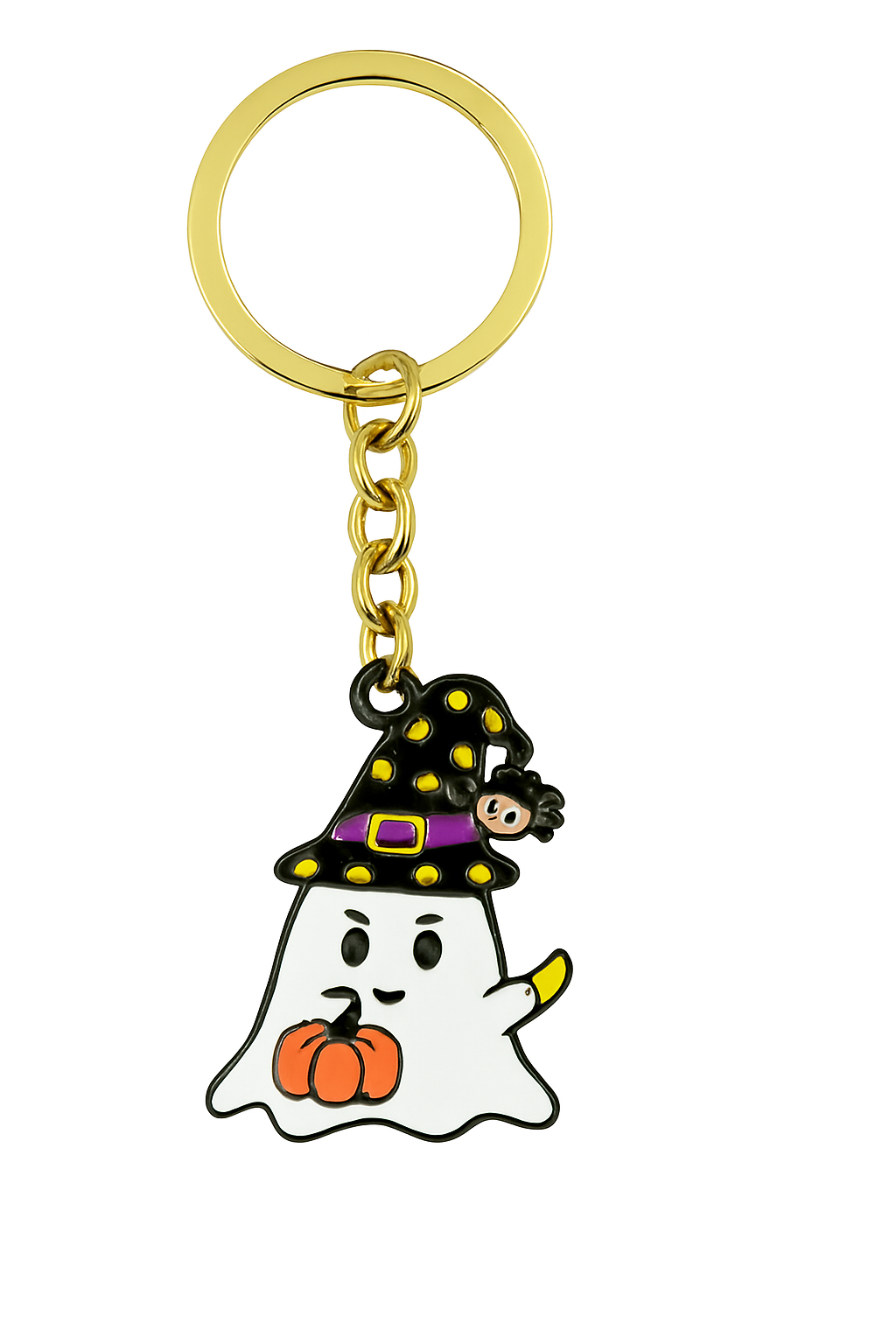 NAGNESHI Cute Ghost Witch Enamel Charm – Spooky Halloween Spirit with Witch Hat & Pumpkin Pendant – DIY Jewelry Making Supplies for Necklaces, Bracelets & Keychains