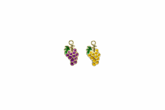 NAGNESHI Grape Bunch Enamel Charms – Gold-Tone Fruit Pendants for Jewelry Making – DIY Wine Lover Bracelets, Summer Earrings, & Keychain
