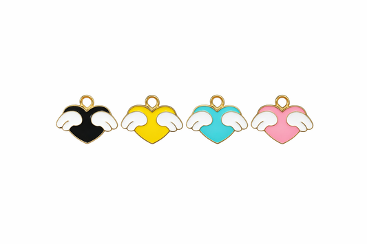 NAGNESHI Winged Heart Enamel Charms for Jewelry Making, DIY Earrings, Bracelets, Necklaces, Keychain and Crafts