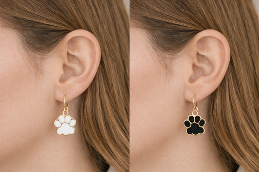 NAGNESHI Black and White Paw Charms - Gold Plated Enamel Pet Charms for DIY Jewelry Making, Charm Bracelets, Necklaces
