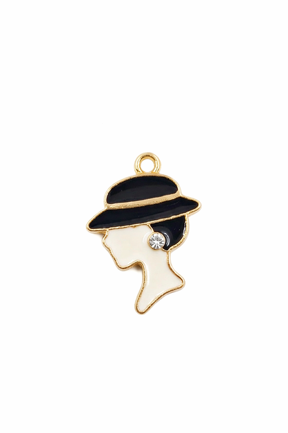Lady Profile Charms | Lady Charms | Smart Girl Charm | Enamel Charms