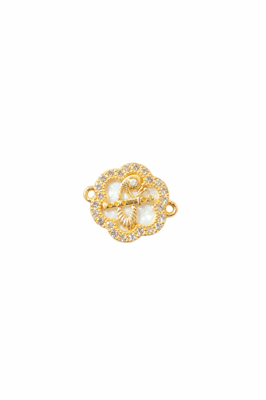 Nagneshi Rakhi Charm Connector for Jewelry Making Gold Plated AD Stone Floral Rakhi Design Charms Bracelet & Necklace Connector DIY Craft Supplies