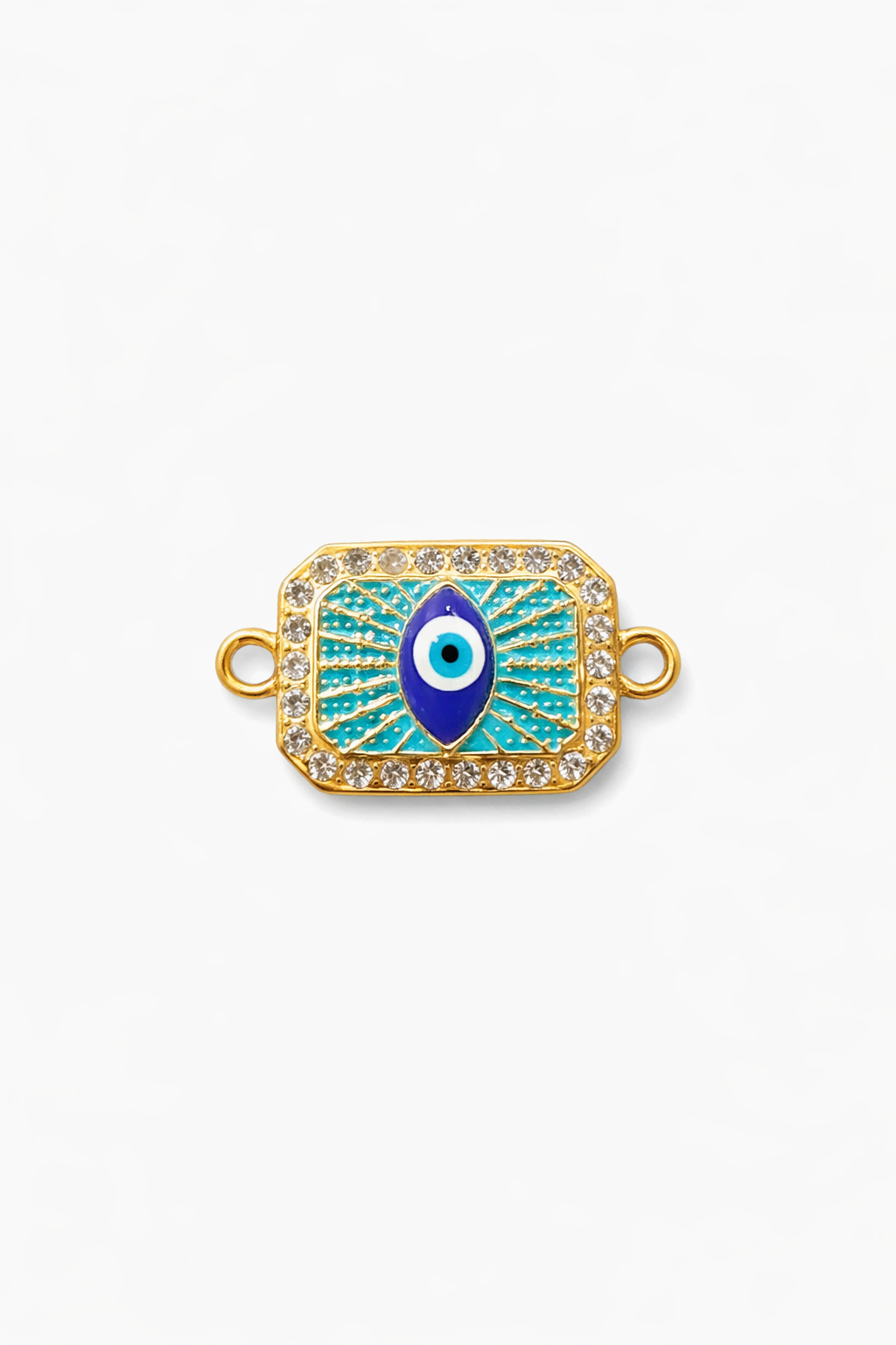 Nagneshi Evil Eye Rakhi Charm Connector with Blue Enamel & CZ Stones Gold Plated Protective Nazar Design for Bracelet & Rakhi Making DIY Jewelry Supplies