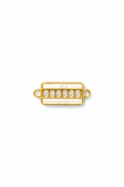 Nagneshi Rakhi Charm Rectangular Gold Frame with American Diamond & Mother-of-Pearl Inlay
