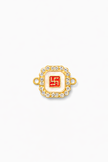 Nagneshi Rakhi Charm Octagonal Gold Frame with Auspicious Swastik Motif & American Diamond Border
