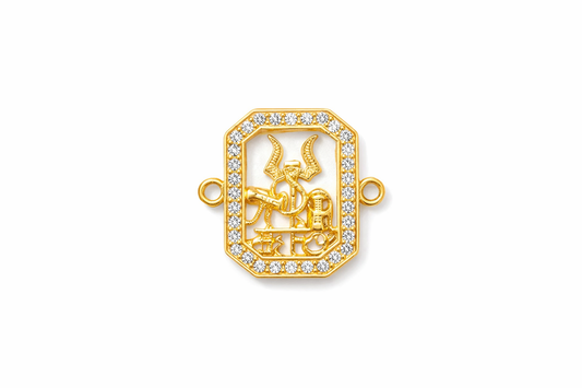 Nagneshi Rakhi Charm Rectangular Gold Frame with Nagneshi Rakhi Charm Octagonal Gold Frame with Intricate Motif & American Diamond BorderDiamond & Mother-of-Pearl Inlay (Copy)