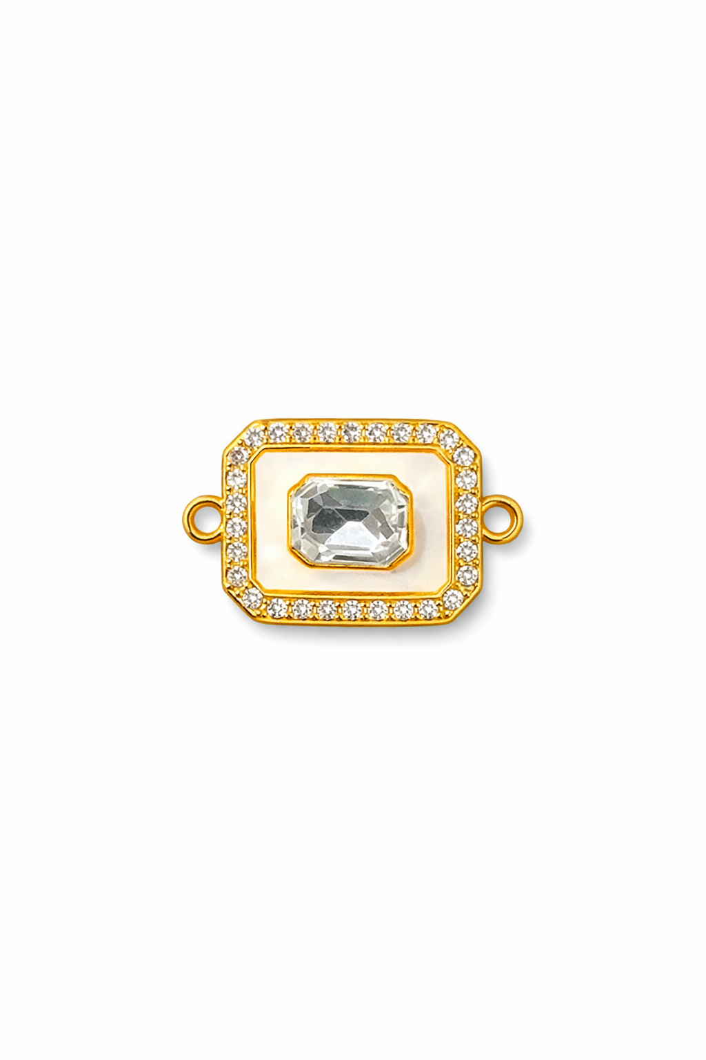 Nagneshi Rakhi Charm Rectangular Gold Frame with Central American Diamond & Border Detailing
