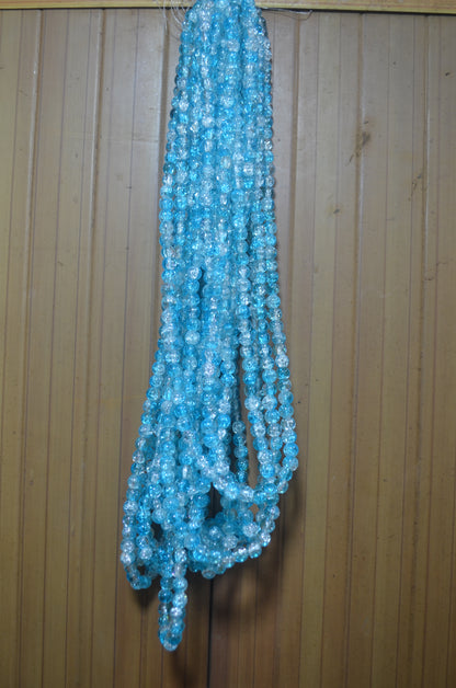 Dual-tone color Crackle Glass Beads - 26cm Strings, Pack of 5