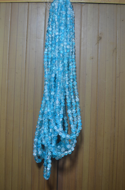 Dual-tone color Crackle Glass Beads - 26cm Strings, Pack of 5