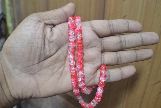 Dual-tone color Crackle Glass Beads - 26cm Strings, Pack of 5