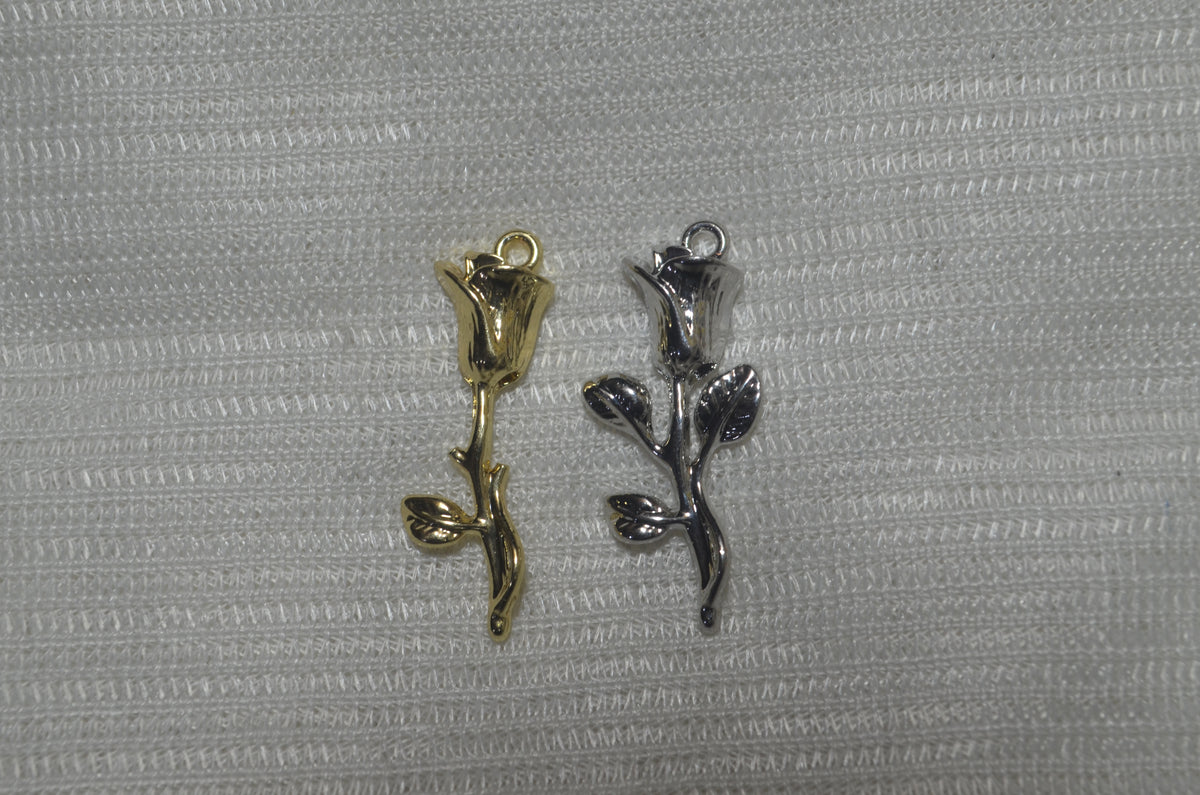 Anti-Tarnish 3D Rose charm - Available in Gold & Silver
