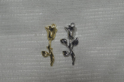 Anti-Tarnish 3D Rose charm - Available in Gold & Silver