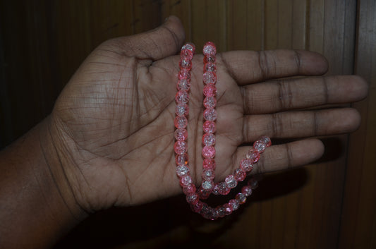 Dual-tone color Crackle Glass Beads - 26cm Strings, Pack of 5