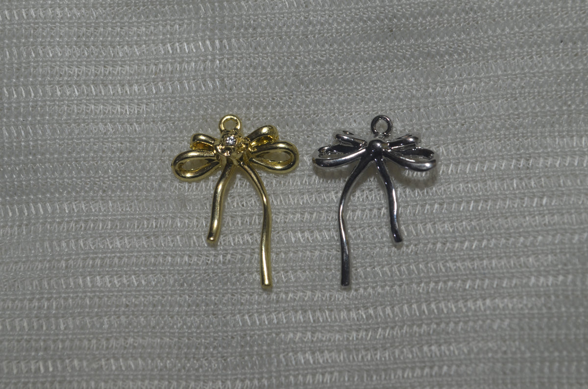 Anti-Tarnish Thred bow Charm - Available in Gold & Silver