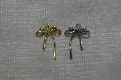 Anti-Tarnish Thred bow Charm - Available in Gold & Silver