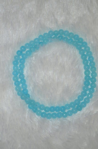 Sky Blue glass beads 8mm - (Pack of 5)