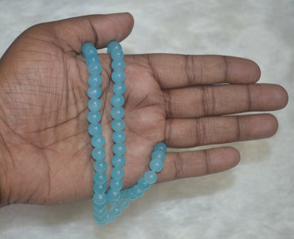 Sky Blue glass beads 8mm - (Pack of 5)