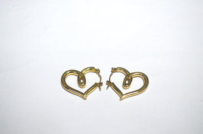 Stylish Gold-Tone Anti Tarnish Heart Shape Hoop Earrings for Women and Girls | Lightweight Artificial Jewellery | Perfect for Daily Wear & Gifting