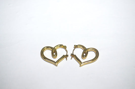 Stylish Gold-Tone Anti Tarnish Heart Shape Hoop Earrings for Women and Girls | Lightweight Artificial Jewellery | Perfect for Daily Wear & Gifting