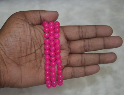 Pink glass beads 8mm - (Pack of 5)