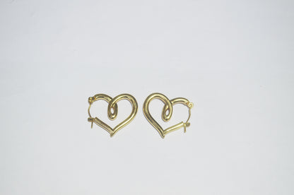 Stylish Gold-Tone Anti Tarnish Heart Shape Hoop Earrings for Women and Girls | Lightweight Artificial Jewellery | Perfect for Daily Wear & Gifting