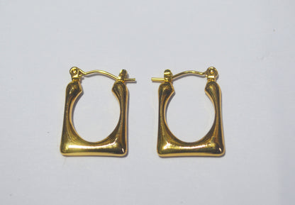 Anti Tarnish Sleek Modern Square Hoop Earrings