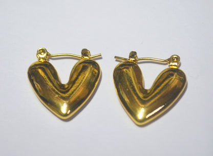 Chunky Gold Heart Shaped Hoop Earrings - Polished Anti Tarnish Finish