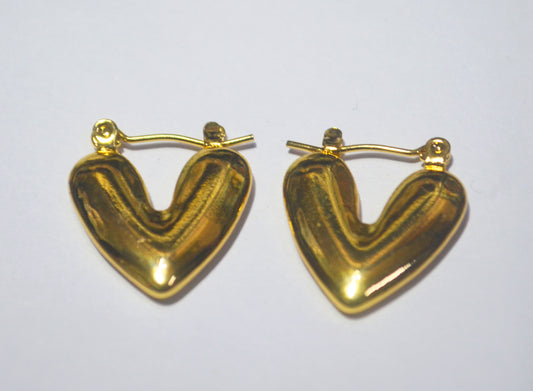 Chunky Gold Heart Shaped Hoop Earrings - Polished Anti Tarnish Finish